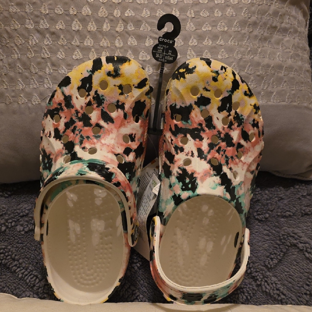 CROCS Multicolor Patterned Clogs NWT - image 1